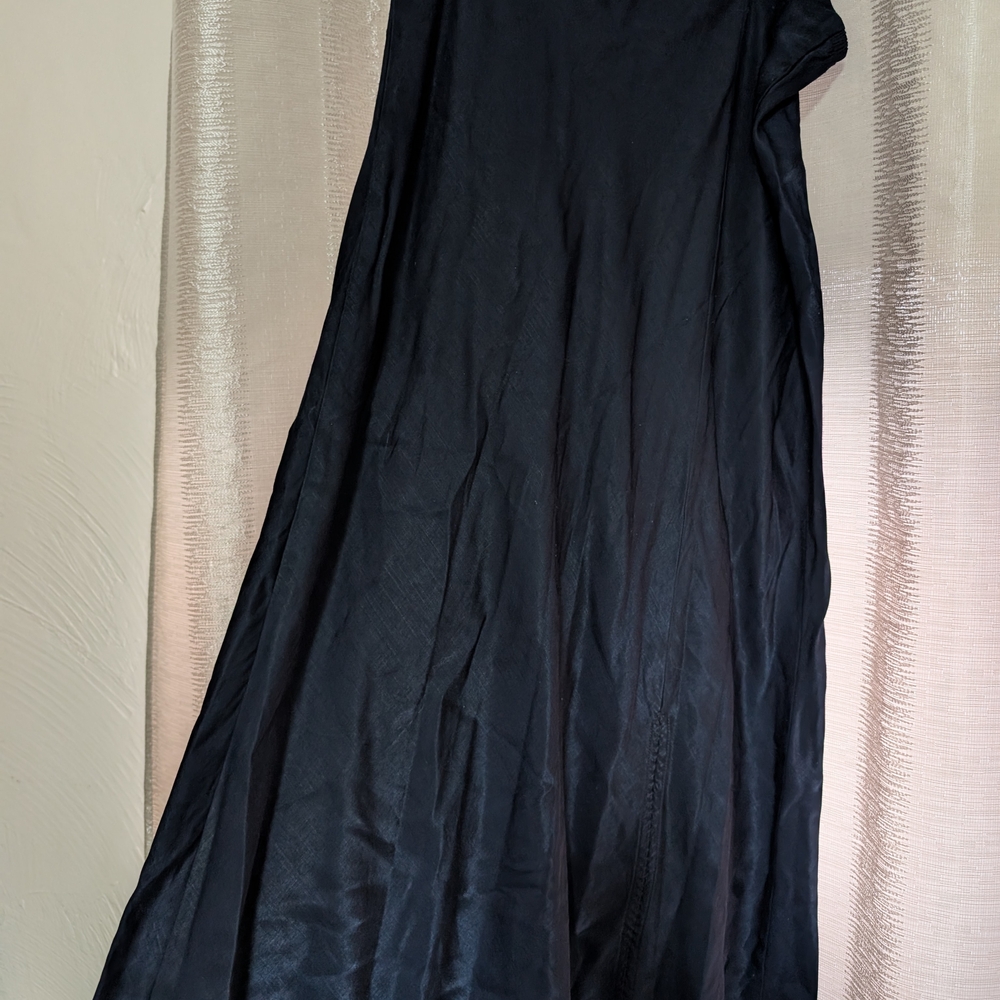 Navy Blue Satin Slip Skirt